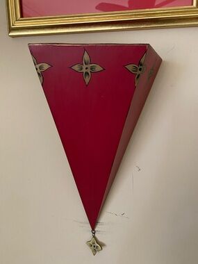 Red Decorative Wall Sconce with Gold Accents U.N.